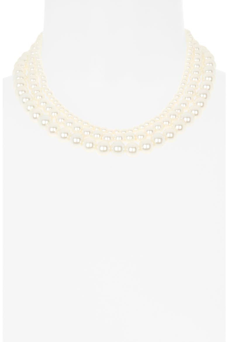 Layered Faux Pearl Necklace, Alternate, color, PEARL