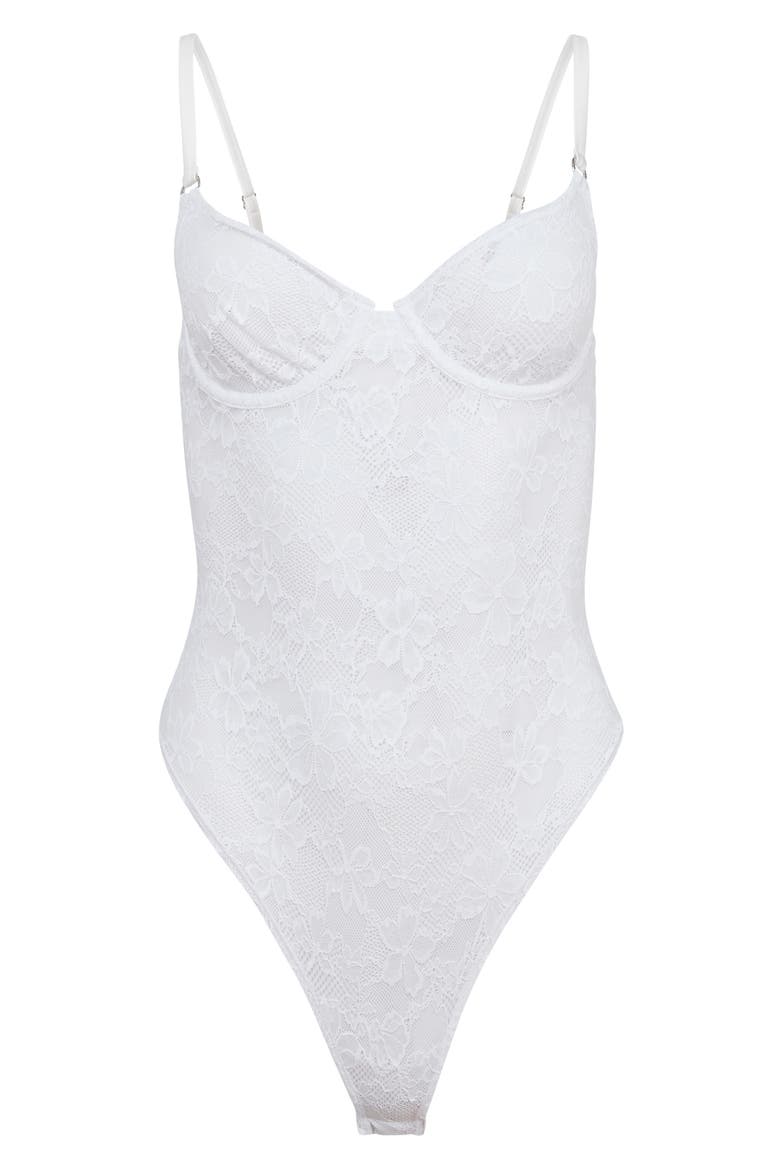 Le Stretch Lace Bodysuit, Main, color, IVORY