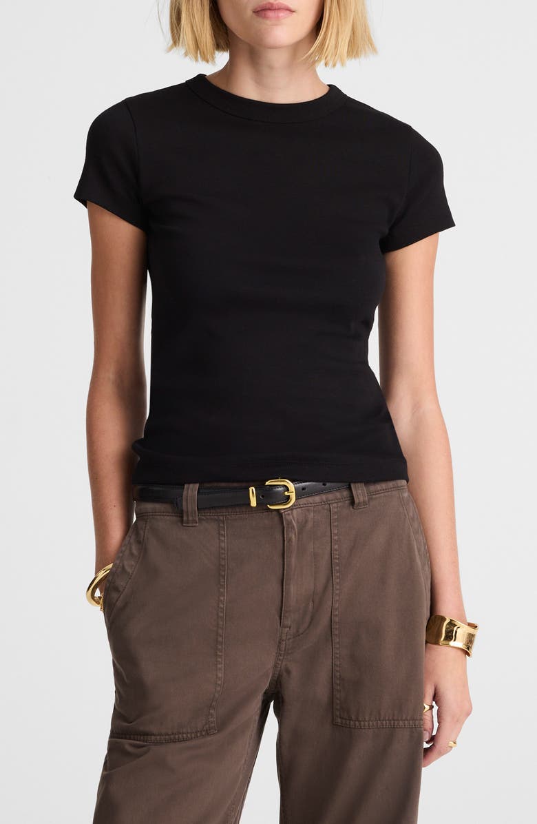 Madewell The '90s Crewneck Compact Cotton T-Shirt, Main, color, Jet Black