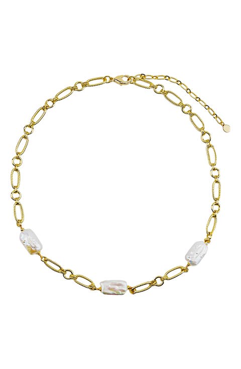 Faux Pearl Station Necklace