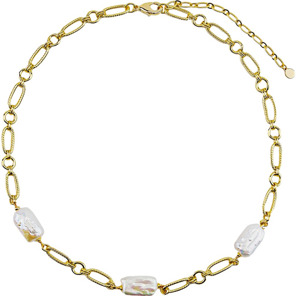 Panacea Faux Pearl Station Necklace In White