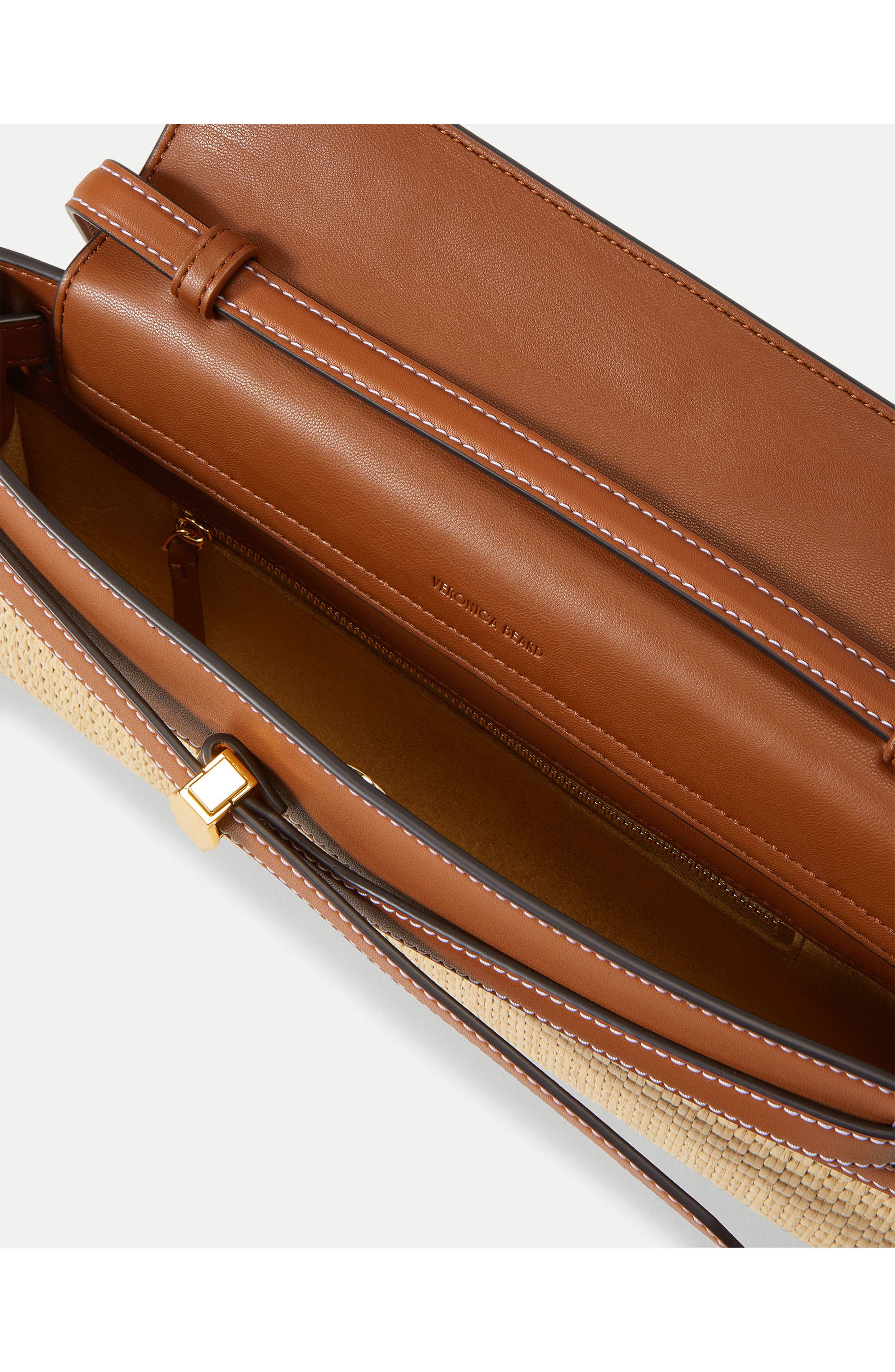 Veronica Beard Dash Leather & Raffia Clutch, Alternate, color, Hazelwood Natural