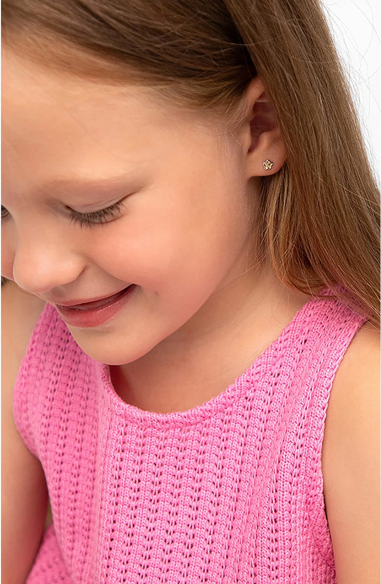 In Season Jewelry 14k Two Tone Flower Earrings, Alternate, color, Gold