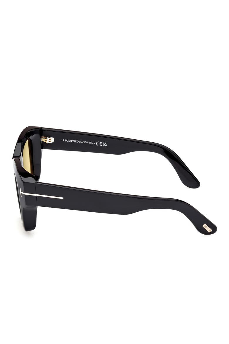 Ilias 50mm Square Sunglasses, Alternate, color, SHINY BLACK / AMBER