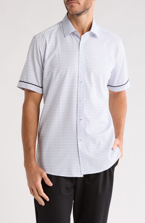 Tipped Short Sleeve Button-Up Shirt