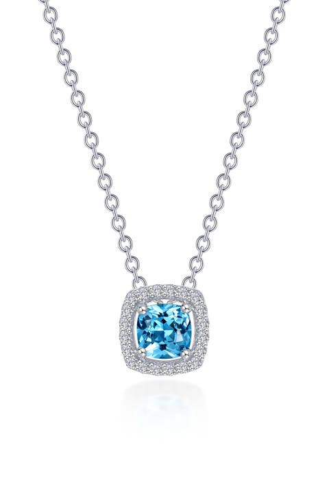 Cushion Halo Pendant Necklace