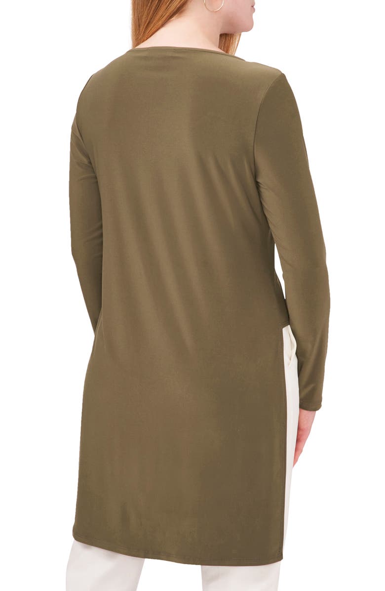 Chaus Asymmetrical Hem Long Sleeve Tunic, Alternate, color, Olive 304