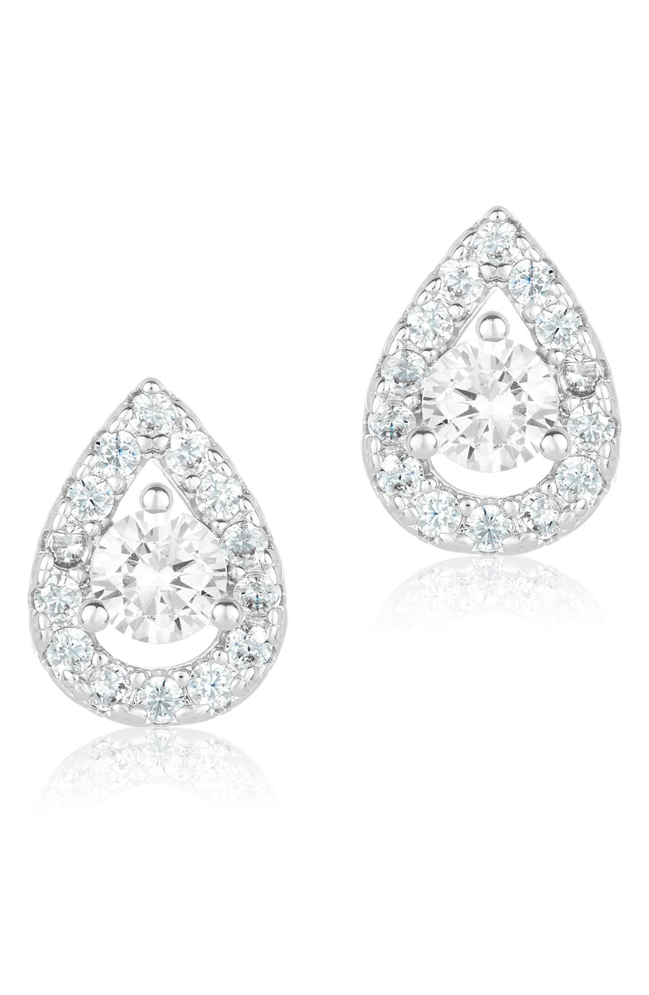 Adornia Swarovski Crystal Pear Halo Stud Earrings