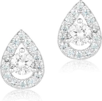 Swarovski Crystal Pear Halo Stud Earrings