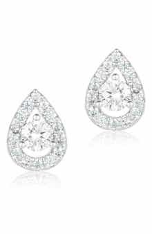 Adornia Swarovski Crystal Pear Halo Stud Earrings