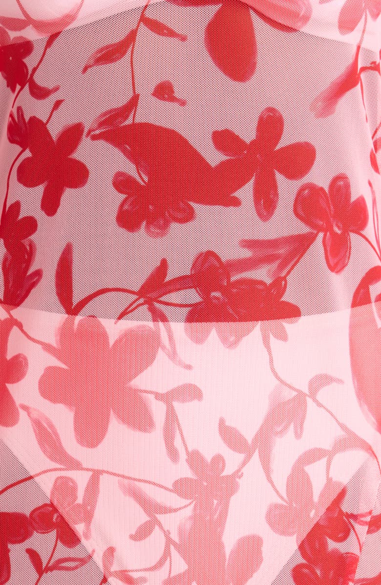 Hutch Maebry Sheer Long Sleeve Cover-Up Maxi Dress, Alternate, color, Lipstick Optimistic Floral