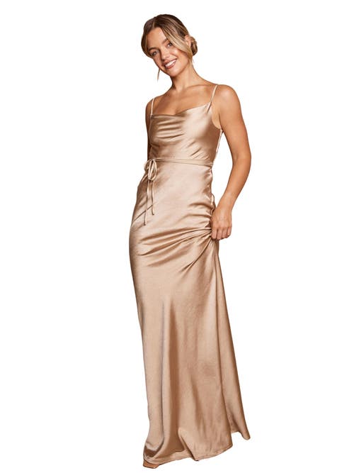 Six Stories Cami Cowl Front Satin Bridesmaid Dress in Champagne  product