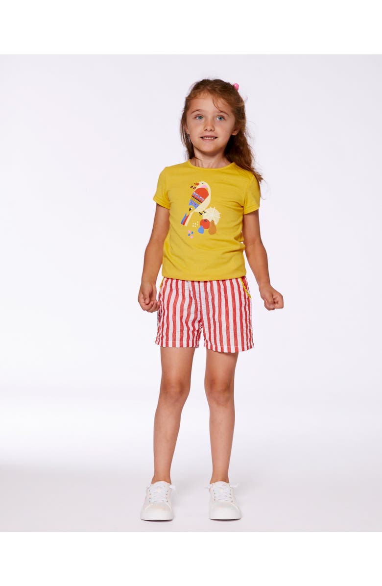 Deux par Deux Little Girl's Organic Cotton Tee Yellow And Birds, Alternate, color, 