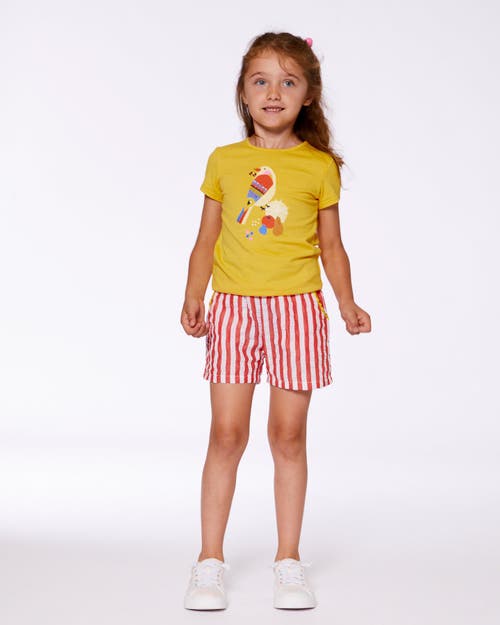 Deux Par Deux Little Girl's Organic Cotton Tee Yellow And Birds In Yellow And Birds