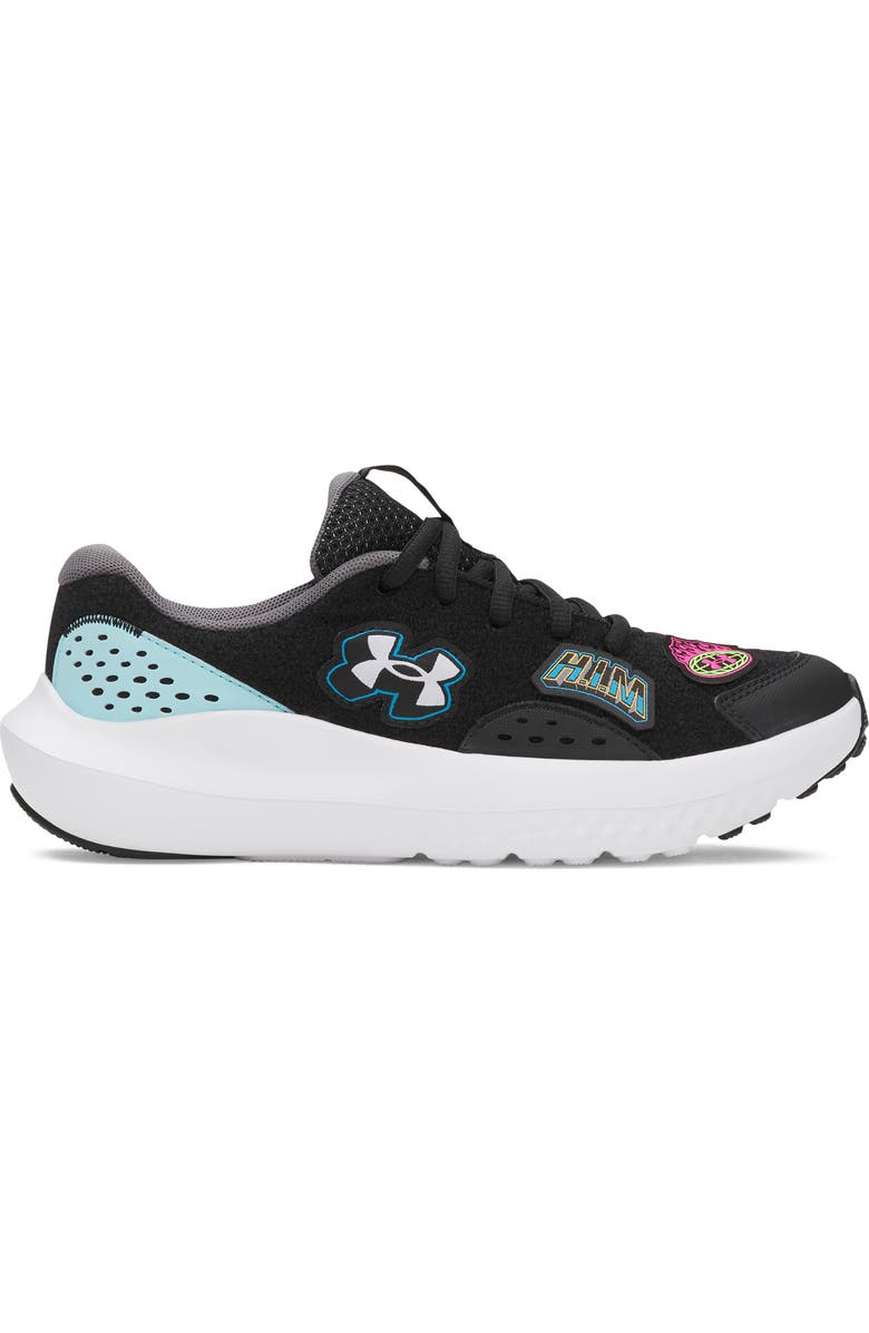 Under Armour Kids' Surge 4 Patches Running Shoe, Alternate, color, 001 Black