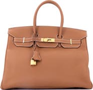 Pre-Owned Hermes Birkin Handbag Brown Togo with Gold Hardware 35
