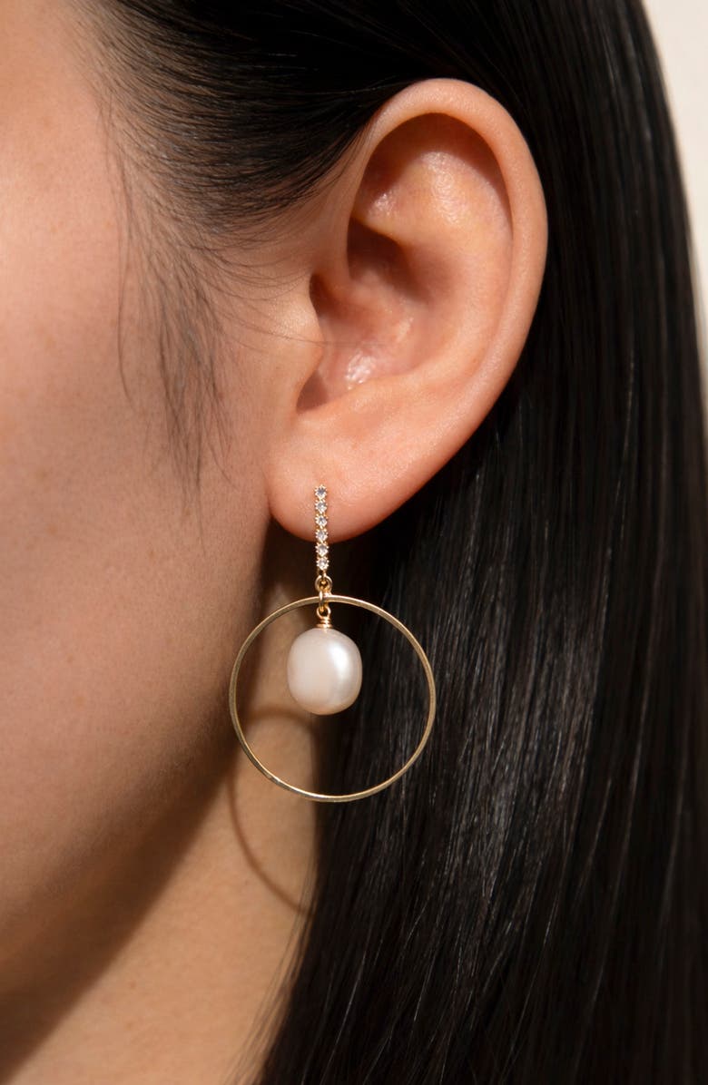 LA MENO Halo Freshwater Pearl Drop Earrings, Alternate, color, 