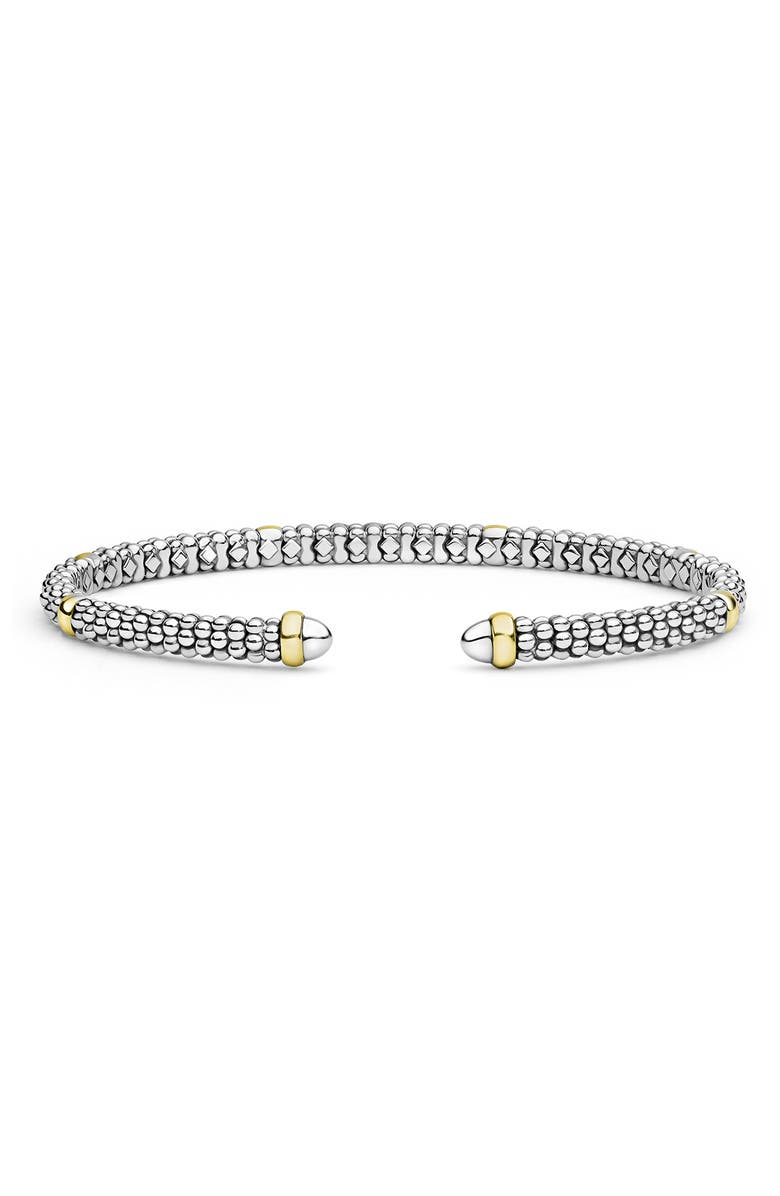 LAGOS Signature Caviar Beaded Cuff Bracelet, Main, color, Silver/Gold