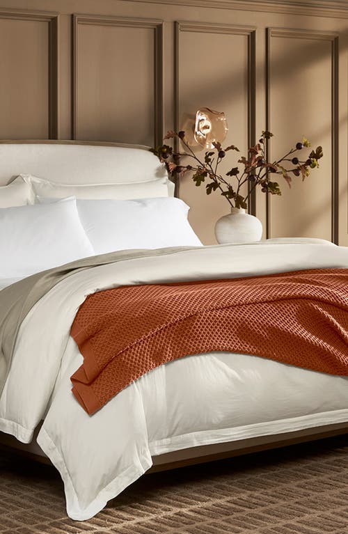 Boll & Branch Honeycomb Knit Throw Blanket In Orange