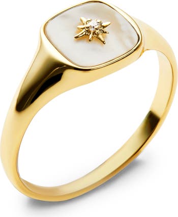 ＊ana luisa＊AMARA MOTHER OF PEARL シグネットリング 送関込 Gold Signet Ring - Amara Mother of Pearl | Ana Luisa
