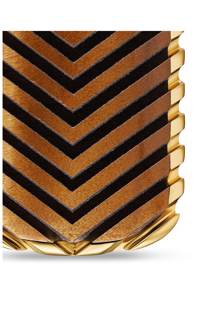 Men's Chevron Tag in 18K Yellow Gold with Tiger's Eye, 27mm, Alternate, color, GOLD