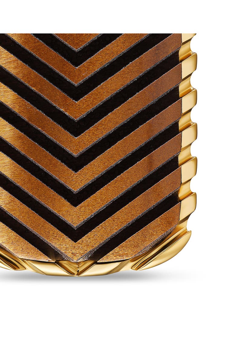 David Yurman Men's Chevron Tag in 18K Yellow Gold with Tiger's Eye, 27mm, Alternate, color, Gold