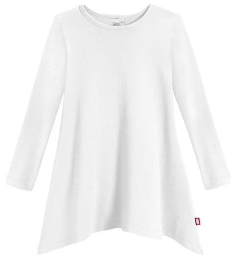 Girls Long Sleeve 100% Cotton Soft Jersey Shark Bite Tunic (Toddler, Little Kid, Big Kid)