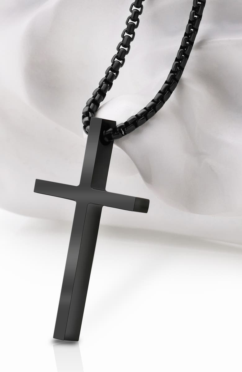 EDFORCE Men's Cross Pendant Necklace, Alternate, color, Black
