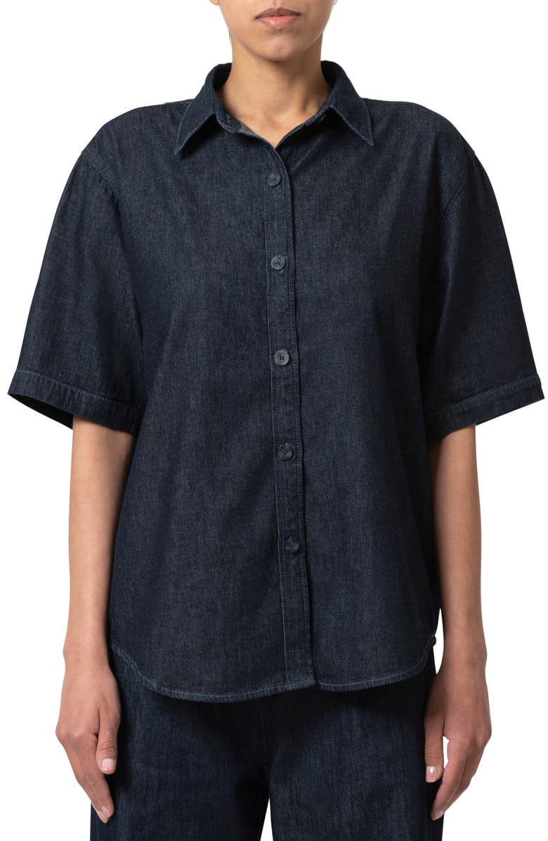 Mavi Jeans Deva Elbow Sleeve Denim Button-Up Shirt, Main, color, 