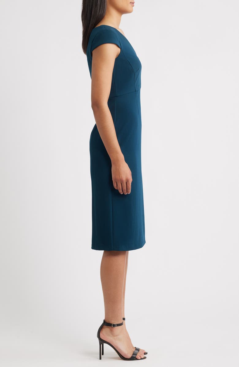 Connected Apparel V-Neck Sheath Dress, Alternate, color, Dark Mallard/Gold