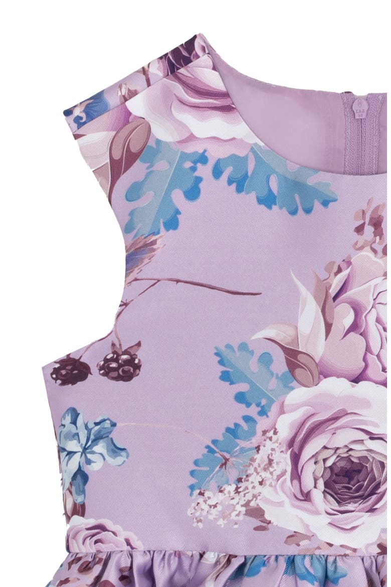Kids' Printed Mikado Fit & Flare Party Dress, Alternate, color, LILAC