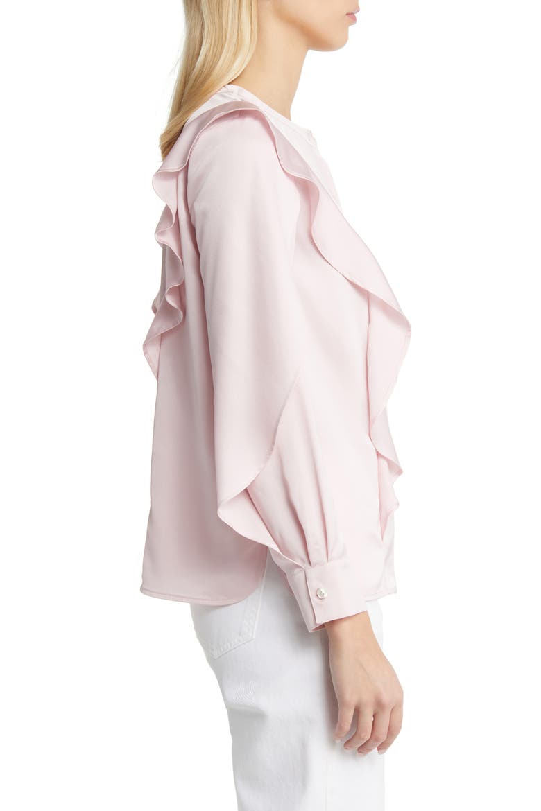 Ruffle Detail Crêpe de Chine Blouse, Alternate, color, ROSE PETAL