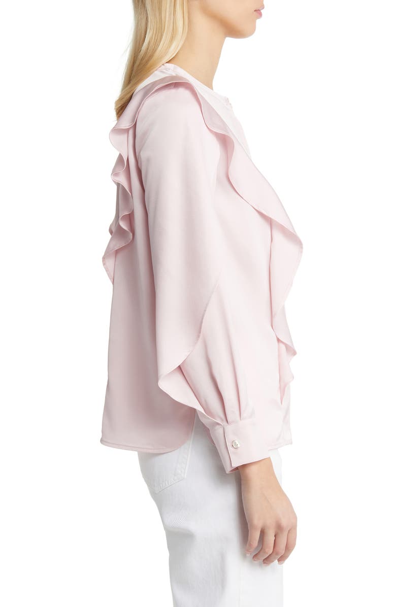 Misook Ruffle Detail Crêpe de Chine Blouse, Alternate, color, Rose Petal