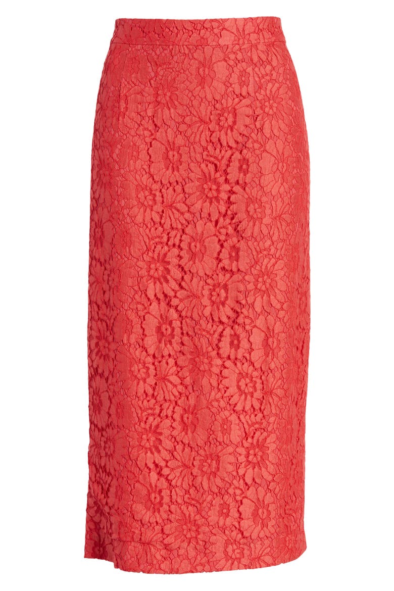 Lace Pencil Skirt, Alternate, color, RED BITTERSWEET