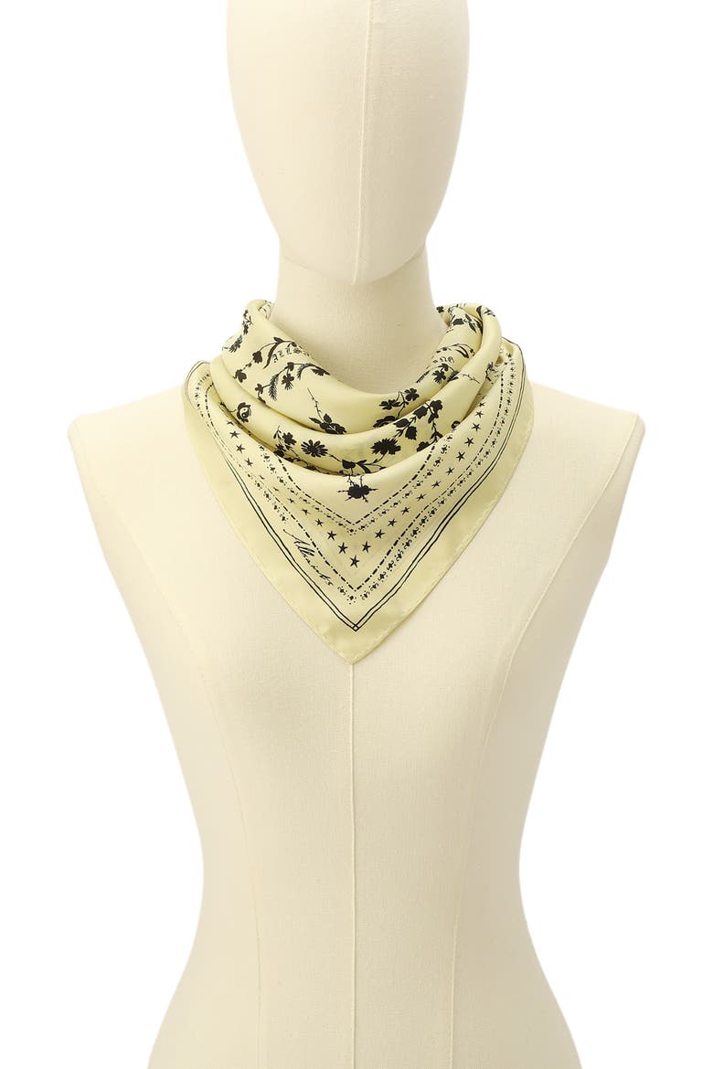 Fleur De Lis Silk Bandana, Alternate, color, HAY YELLOW