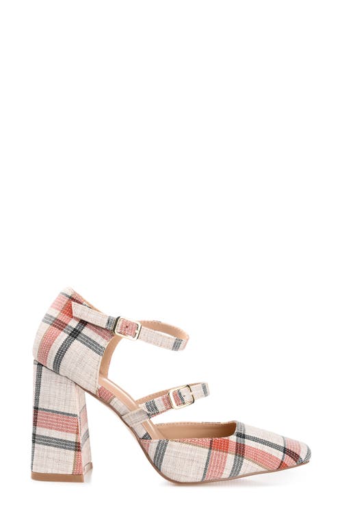 Journee Collection Womens Isadorah Mary Jane Mid Block Heel Square Toe Pumps In Plaid/tan