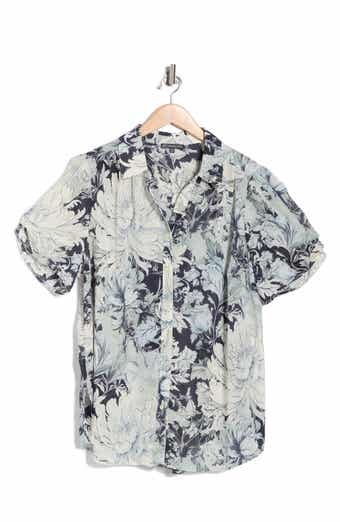 Adrianna Papell Scrunched Short Sleeve Button-Up Shirt