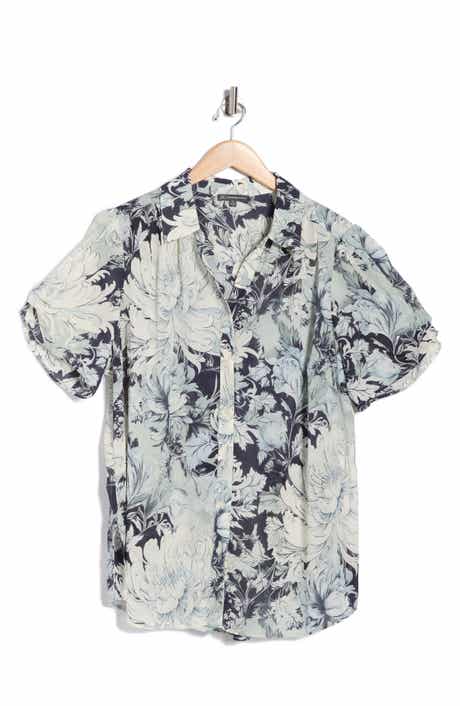 Adrianna Papell Scrunched Short Sleeve Button-Up Shirt