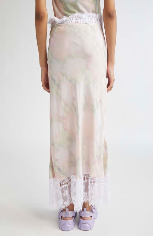 Collina Strada Yod Floral Print Lace Trim Midi Skirt In Yellow
