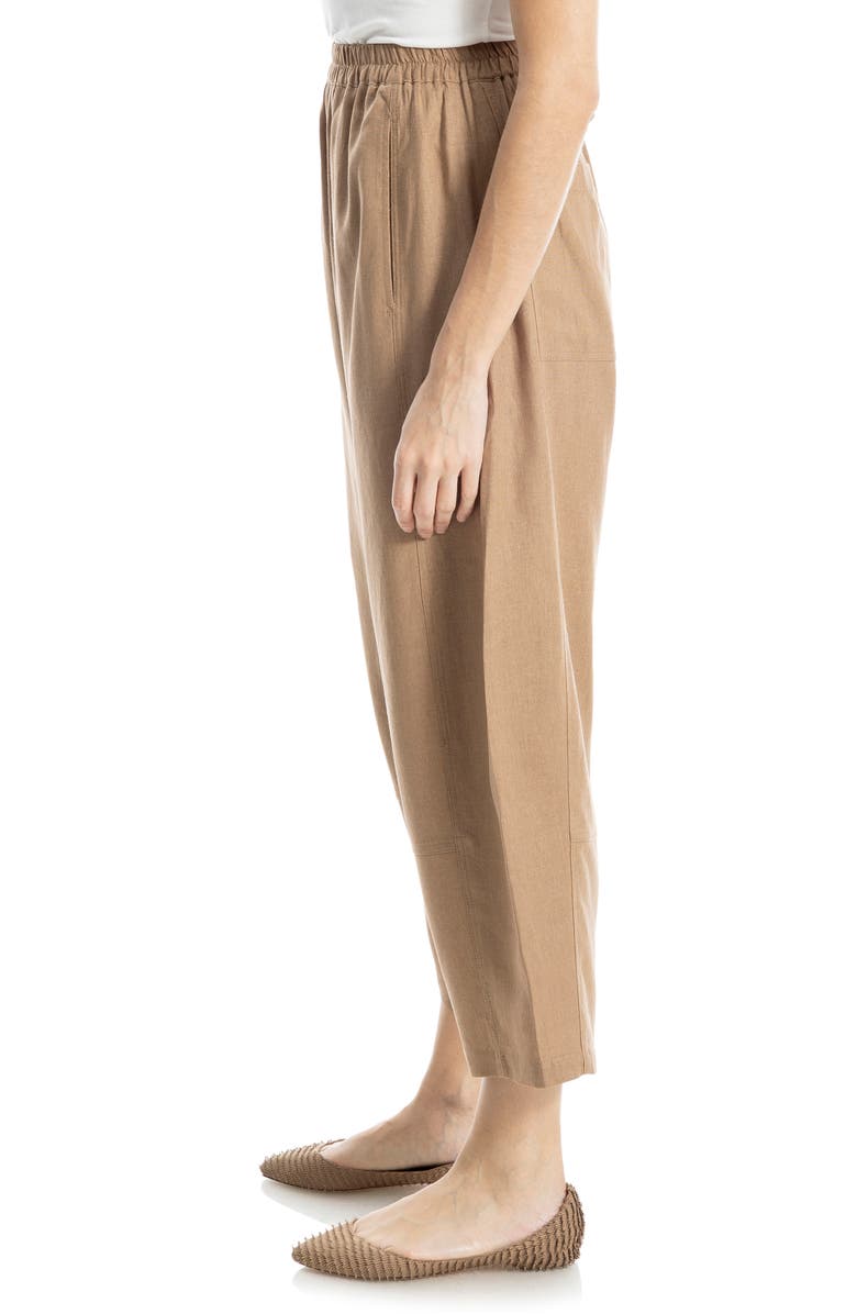 MAX STUDIO Crop Linen Blend Barrel Leg Pants, Alternate, color, Moch5545-Mocha-55L/ 45R