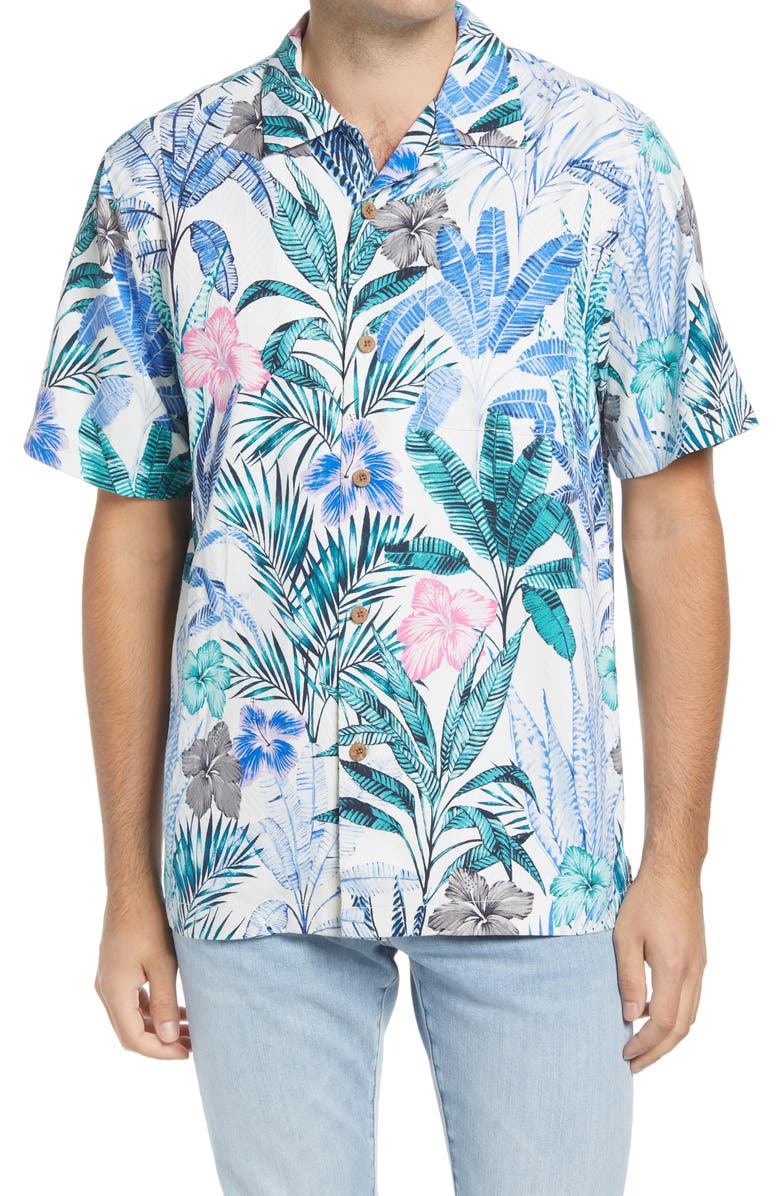 Tommy Bahama Garden Getaway Short Sleeve Silk Button-Up Camp Shirt, Main, color, 