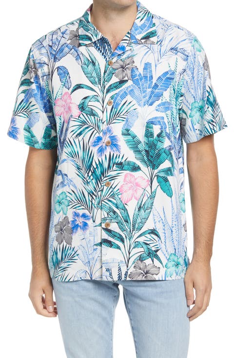 Garden Getaway Short Sleeve Silk Button-Up Camp Shirt