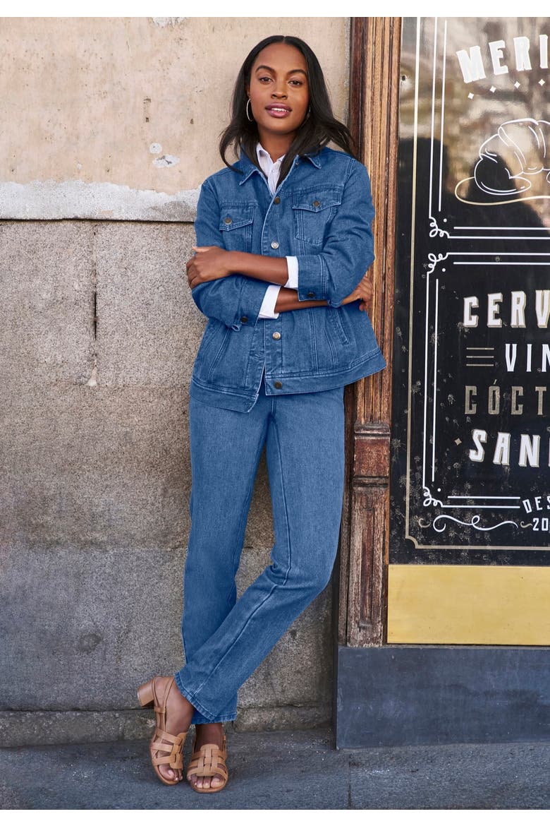 Classic Cotton Denim Straight-Leg Jean, Alternate, color, GREY SPRUCE