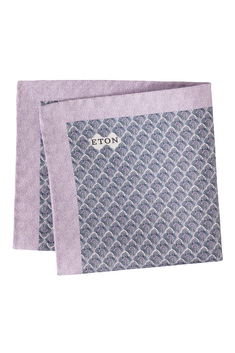 Geometric Silk Oxford Pocket Square, Main, color, MEDIUM PURPLE