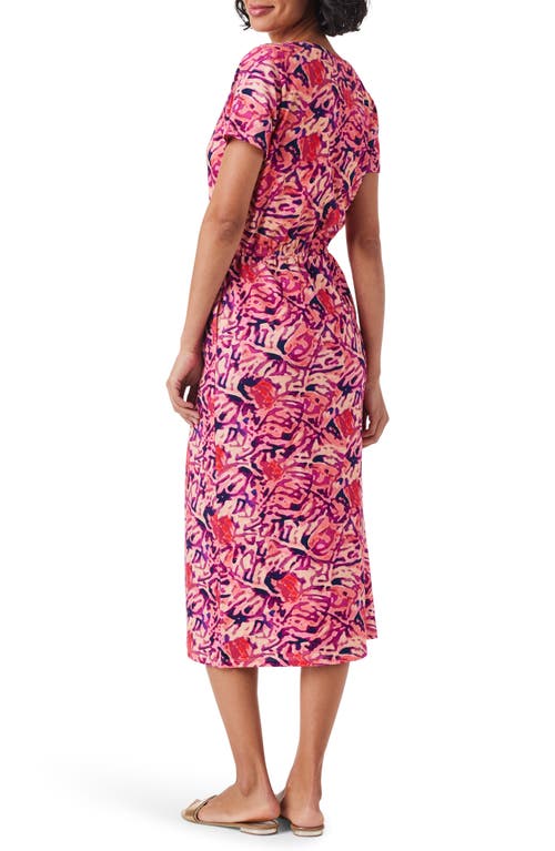 Nzt By Nic+zoe Blurred Floral Midi Dress In Pink Multi