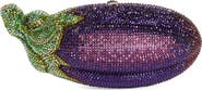 JUDITH LEIBER COUTURE Crystal Embellished Eggplant Clutch