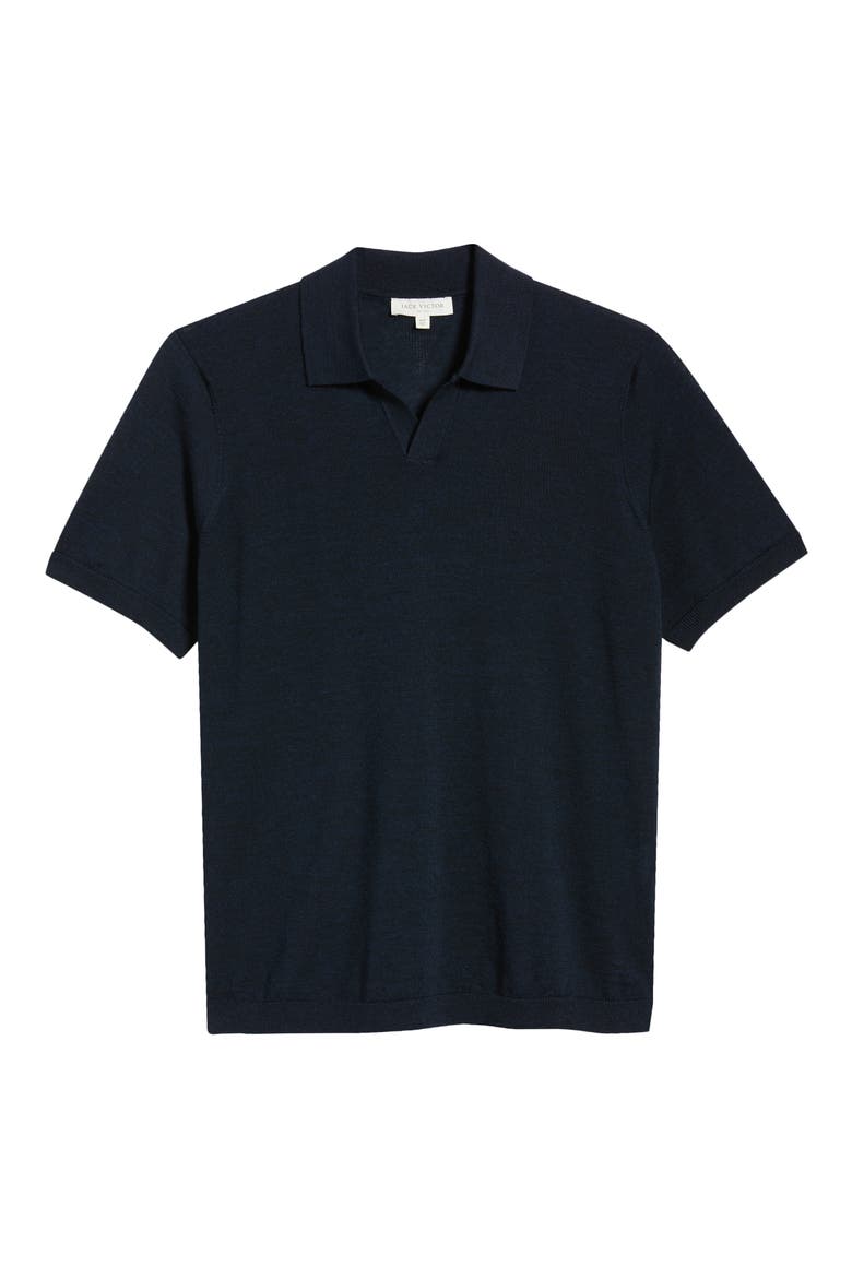 Wool Johnny Collar Polo, Alternate, color, NAVY