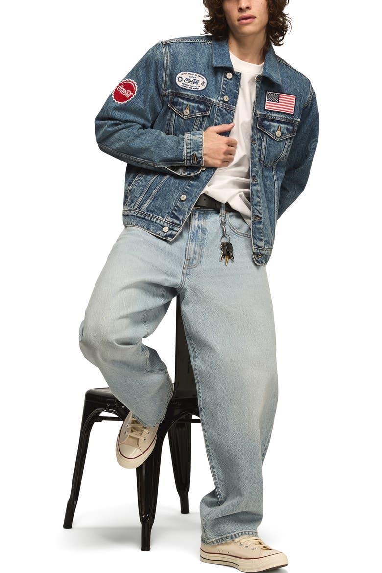x Coca-Cola Cotton Denim Trucker Jacket, Alternate, color, FEEL THE POP