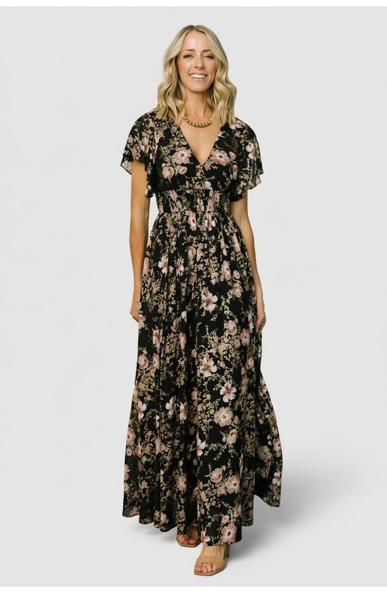 Baltic Børn Lynlee Metallic Maxi Dress, Main, color, Black + Mauve