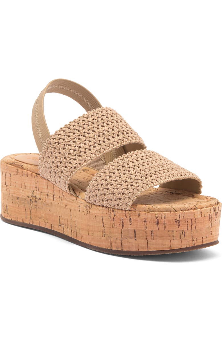 NORDSTROM RACK Cassie Platform Wedge Slingback Sandal, Main, color, Beige Sand/ Cork